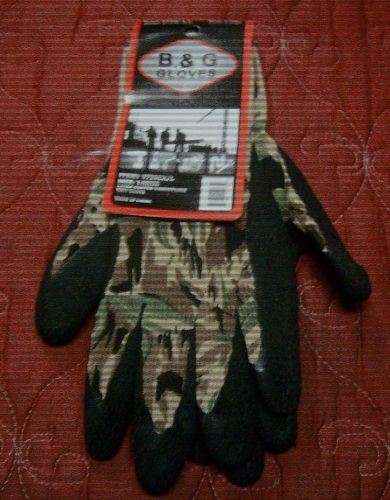 LATEX COVERED CAMOUFLAGE WORK GLOVES~SIZE LARGE~BRAND NEW~MUST SEE!!!!