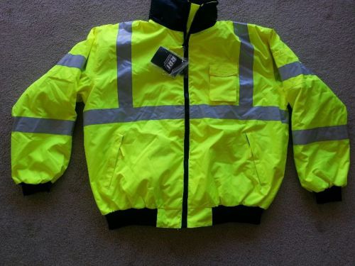 waterproof safety jacket with hood and removable fleece lining.  Size 2X Large