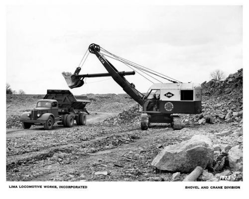 1955 white truck &amp; lima shovel excavator photo poster zc4568-o7fndq for sale