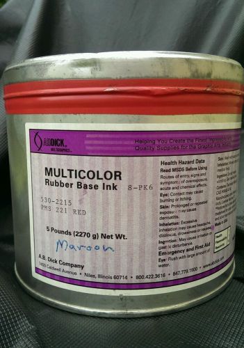 AB Dick rubber base ink 5 lbs Pantone 221 Red