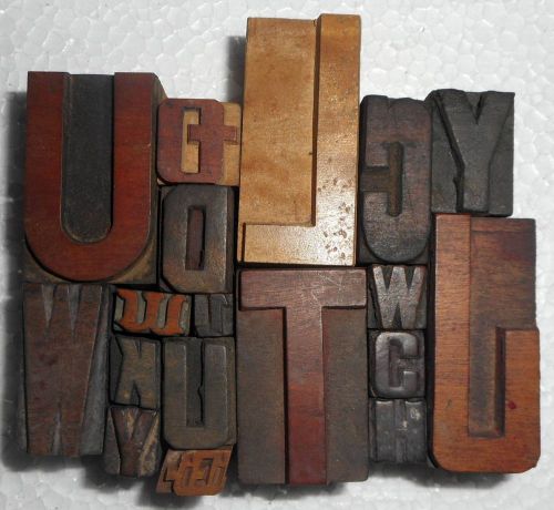 Vintage letterpress letter wood type printers block lot of 18 collection.b844 for sale