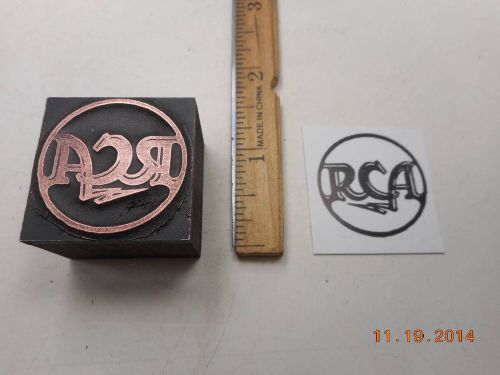 Letterpress Printing Printers Block, RCA w Lightning Bolt Emblem