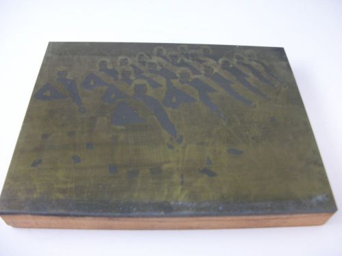 Vintage Metal on Wood Block Print Plate Photograph Scottish Highlander Kilts