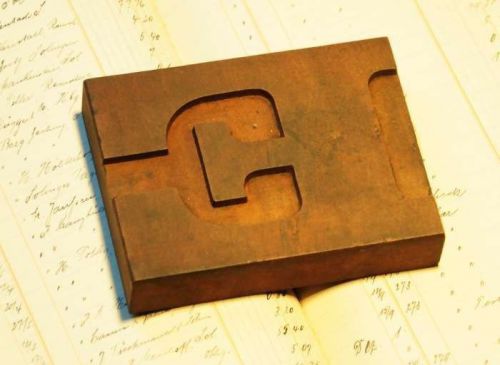E -  letterpress wood printing block woodtype type print bold wide stamp  ABC