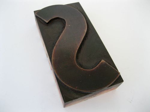 Letter S Vtg Wood Type Font Letterpress Printer&#039;s Block 4&#034; Initial Industrial