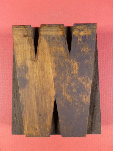 Wood Letter W - HAMILTON Letterpress Type Printers Block - 4 by 3 3/8 inches