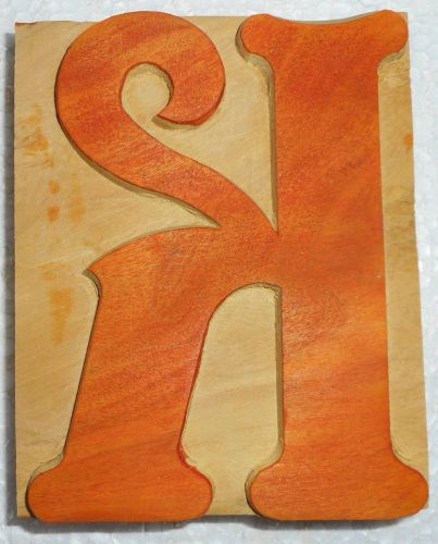 Letterpress Letter &#034;K&#034; Wood Type Printers Block Typography 5 by 4 Inches B979