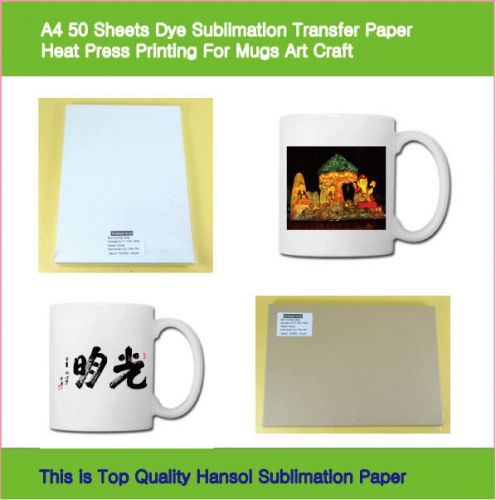 A4 50 Sheets Dye Sublimation Transfer Paper Heat Press Printing Mugs Art Craft.