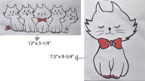 Lot of 100  - &#034; bow tied cat (50pcs) +  cat family (50pcs) &#034;heat press transfers for sale