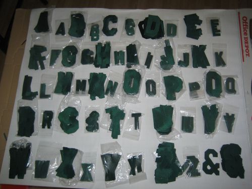 Huge tackle twill embroidered letter lot uniform, jersey 3&#034; &amp; 2&#034; green letters for sale