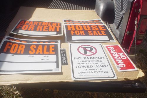 9-HUGE VINYL SIGNS-NEW-15 X 19 INCH-HOUSE-APARTMENT-SALE-NO PARKING-PUSH