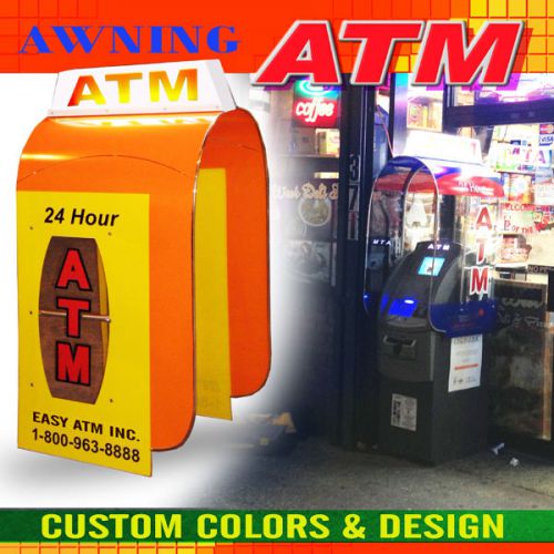 ATM Machine Sign / Awning with Light Topper - Color: Yellow Orange