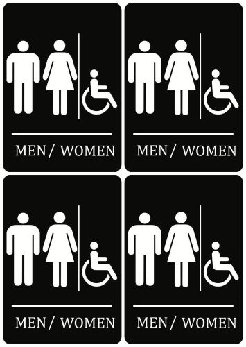 Signs Men / Women Black &amp; White Wheelchair Access Accessible Unisex Bathroom New