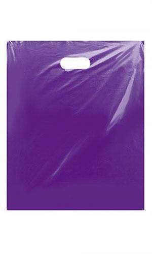 500 Large Purple Low Density Merchandise Bag w/ die cut handles - 15&#034; x 18&#034; x 4&#034;