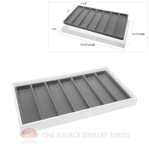 White Plastic Display Tray Gray 7 Slot Liner Insert Organizer Storage