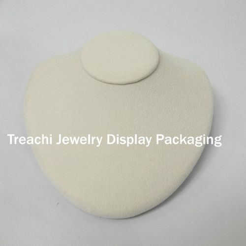 Beige mannequin suede velvet wood base for pearl gems chains necklace stand for sale