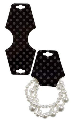 50 New Self Adhesive Jewelry Necklace Foldover Display Cards #Black Dots