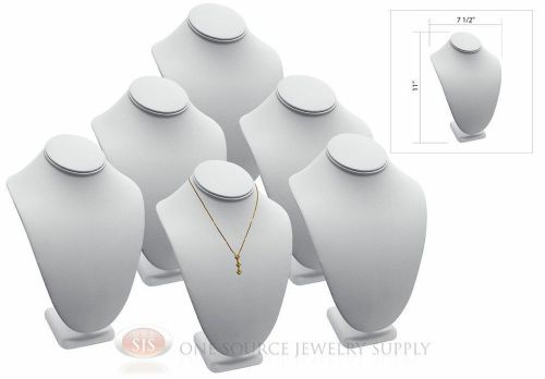 (6) 11&#034; Pendant Necklace White Leather Neck Form Jewelry Presentation Displays