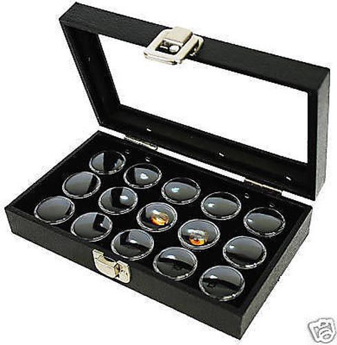 1-15 GEM JAR GLASS CASE BLACK INSERT JEWELRY DISPLAY