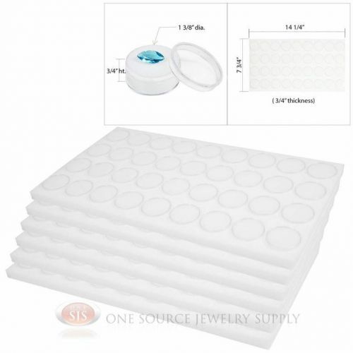 (6) Gem Jar Foam Inserts 36 White Tray Jewelry Display Organizer Gemstones