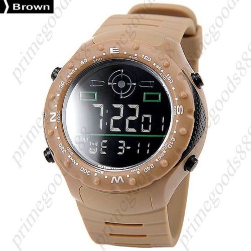 Military lcd army led waterproof digital alarm date men&#039;s wristwatch brown for sale