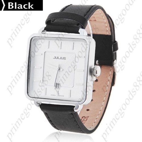 Waterproof Quartz Watch Wrist Date Indicator Leather Men&#039;s Free Shipping Black