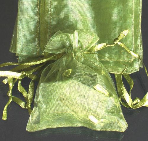 200 Solid Grass Green Organza Bag Pouch for Xmas NewYear Gift 7x9cm(2.7x3.5inch)