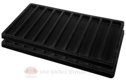 2 Black Insert Tray Liners With 10 Slot Each Drawer Organizer Jewelry Displays