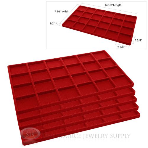 5 Red Insert Tray Liners W/ 24 Compartments Drawer Organizer Jewelry Displays