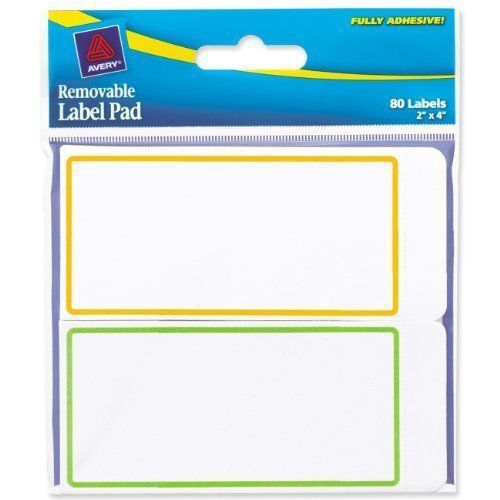 LOT of 2 Avery Removable Label Pad, 2&#034; x 4&#034;, Assorted  Borders, 80/Pack TOTAL160