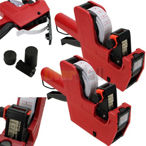 2 x red mx-5500 8 digits price tag gun with 5000 white w/ red lines labels usa for sale