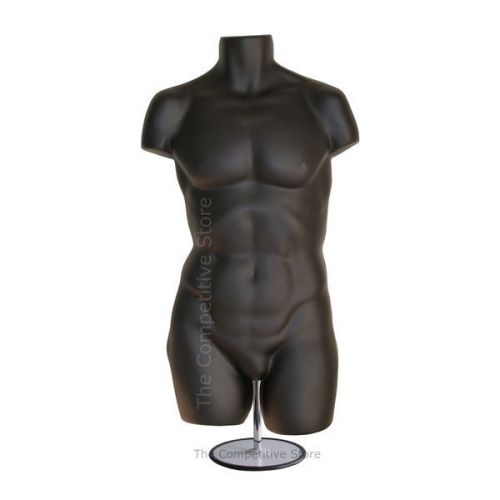 Super Male Mannequin Black Dress Form With Metal Base - Use To Display S-M Sizes