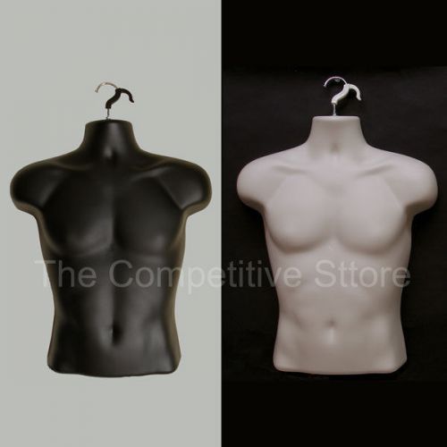 Black + flesh male mannequin torso hanging form - for small and medium t-shirts for sale