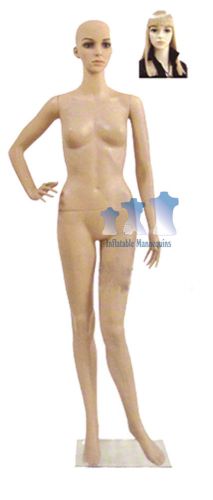 Female Mannequin C, Fleshtone Plastic w/ Base &amp; Wig