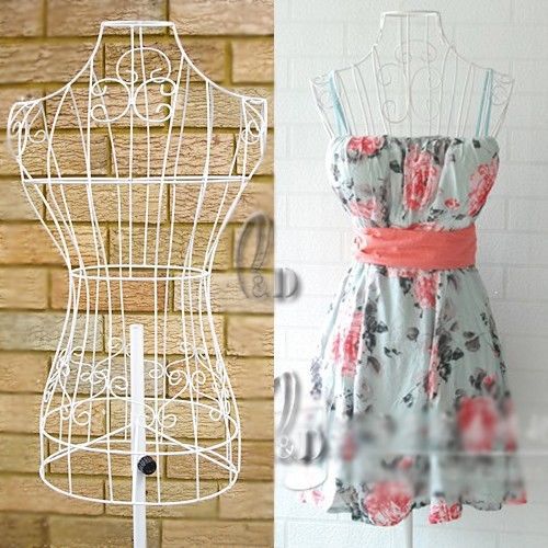 Female White Metal Wire Mannequin on base Adjustable Height AU SELLER d008