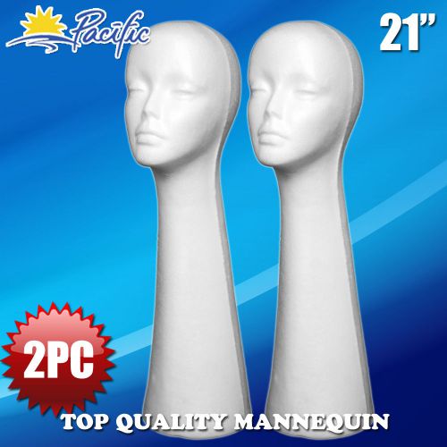 HALLOWEEN 2PC 21&#034; STYROFOAM FOAM MANNEQUIN MANIKIN head display wig hat glasses