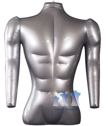 Inflatable Mannequin, Male Torso with Arms Silver