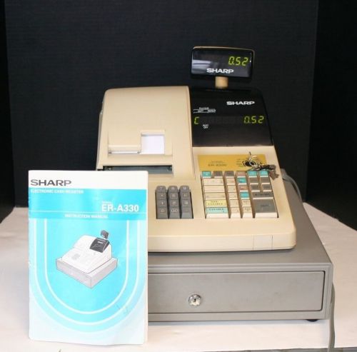 Sharp electronic cash register er-a330 w/ keys &amp; manual store change euc for sale