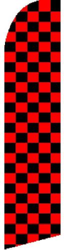 RED AND BLACK CHECKERED TALL BUSINESS FEATHER SWOOPER FLAG BANNER