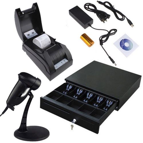 Retail pos system bundle w/ cash drawer laser scanner thermal printer package for sale
