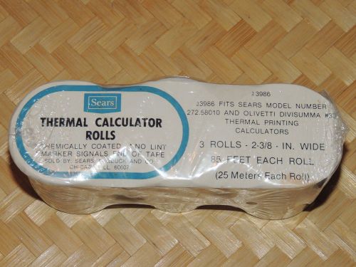NEW Sears Thermal Calculator Paper 3 PACK 2-3/8&#034; 85 Feet Each Roll 3986 Olivetti