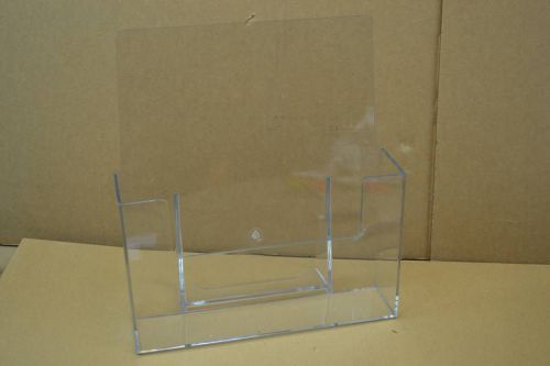 Lot of 2 Clear Acrylic Free Standing Brochure Holders 8-1/2&#034; X 11&#034; Literature