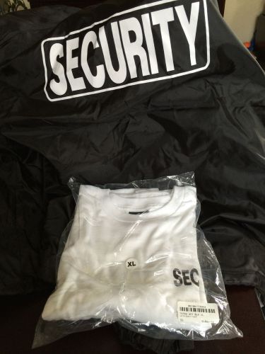 Law Pro Security Officer Lined Jacket Black w/ White Letters SIZE XL White Shirt