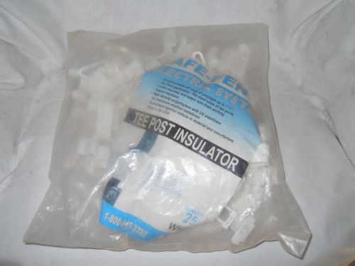 Safe-fence tee post insulators pack of 25 white new for sale