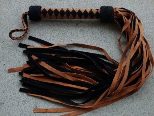 Black/Brown Leather 36 Tail Flogger Whip Suede - NEW HORSE TRAINING TOOL - IND2