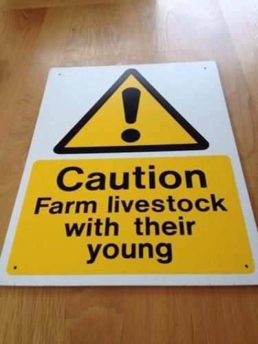 Caution Farm Livestock With Their Young Sign