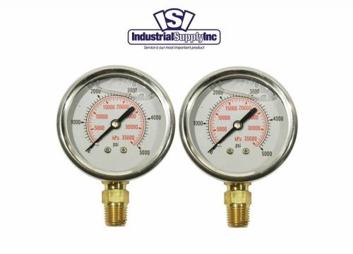 2-pk 0-5000 psi 2.5&#034; hydraulic-air-water pressure guage for sale