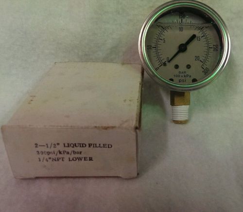 2-1/2&#034; liquid filled pressure gauges - 1/4&#034; npt lower connector 300psi for sale