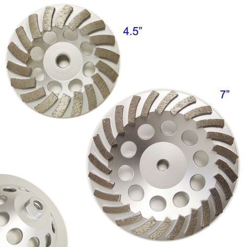 2PK 4.5&#034; &amp; 7&#034;  PREMIUM Turbo Concrete Diamond Grinding Cup Wheel 5/8&#034;-11 Arbor