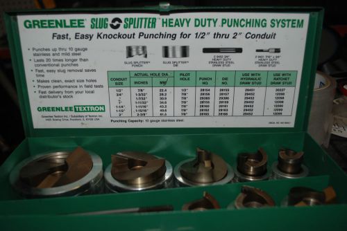 Greenlee 7307 Slug Splitter Heavy Duty Knockout Punch Set 1/2&#034; thru 2&#034; Conduit
